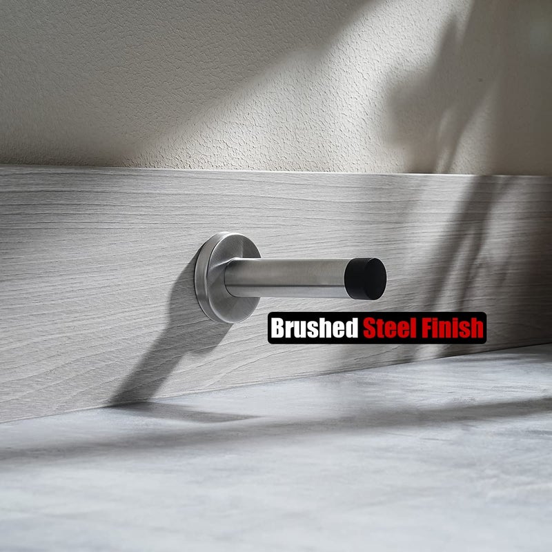 JQK Door Stopper, 304 Stainless Steel Thicken 1mm Sound Dampening Door Stop Bumper Wall Protetor 4 Pack, Brushed, DSB5-BN-P4 - Image 4